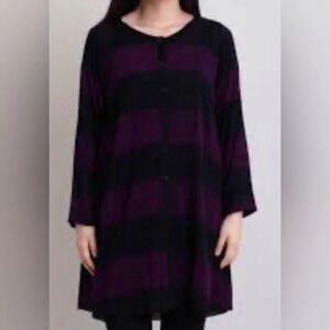 NWT Blue Sky Clothing Sylvia Tunic purple black dress 3/4 sleeve Sz 1X